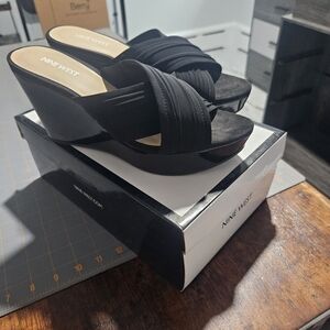 Nine West Black Crisscross Wedges